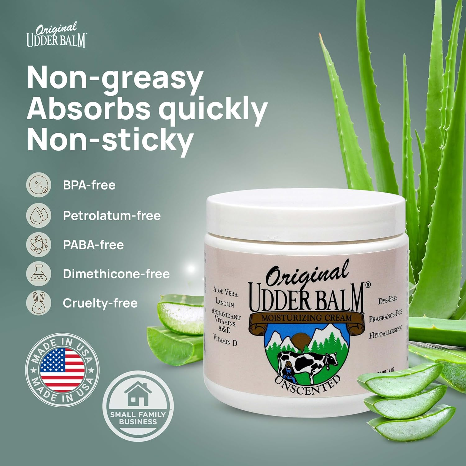 Unscented Original Udder Balm Moisturising Cream 470Ml Jar image number 2