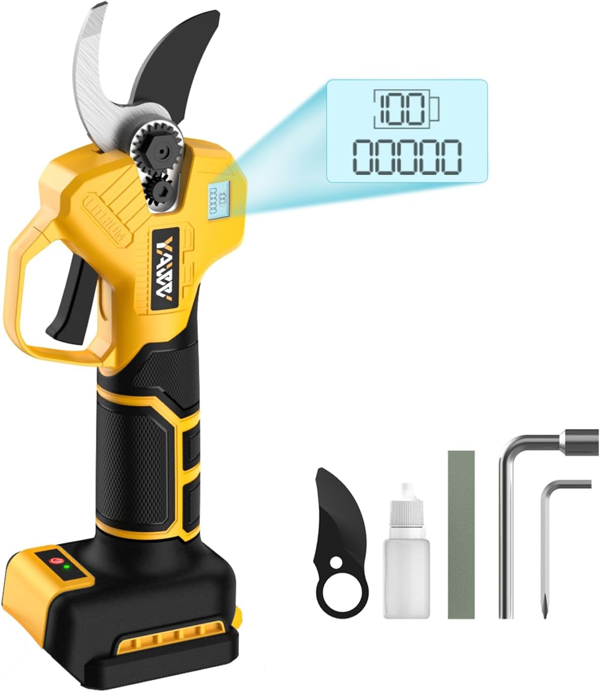 Brushless Electric Pruning Shears for Dewalt 20V Battery, Portable Cordless Pruning Shears with LCD Display＆Sk5 Blades, Adjustable Cutting Diameter 0.8-1.2 Inch for Gardening Tree Pruning(No Battery) image number 6