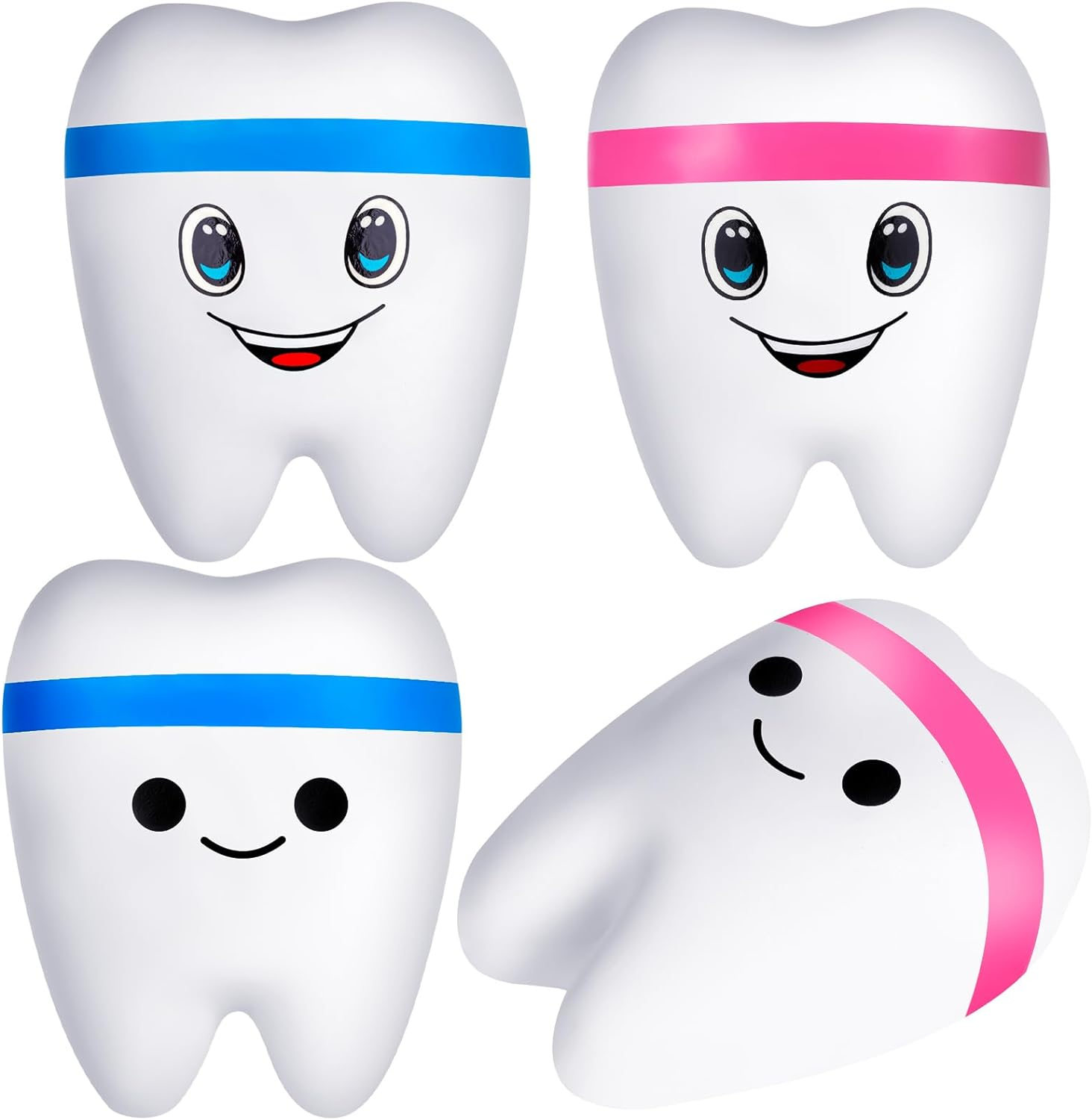 4 Pcs Jumbo Slow Rising Tooth Toy, Cute Teeth Stress Balls Toys, Squeeze Fidget Toys for Adults Kids Party Favors image number 1