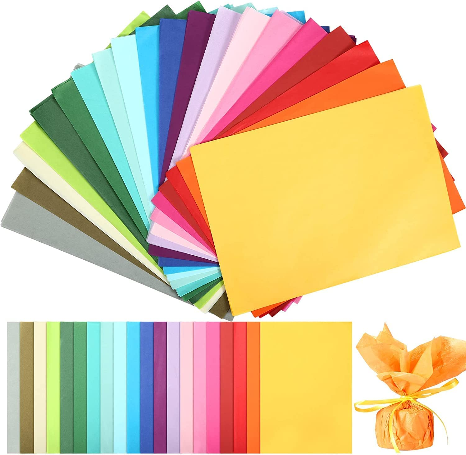 LEMESO 200 Sheets 20 Assorted Art Tissue Paper, 8 X 11 Inches (A4), 20 Colors, Gift Wrapping, DIY Art Creation, Party Decorations image number 5