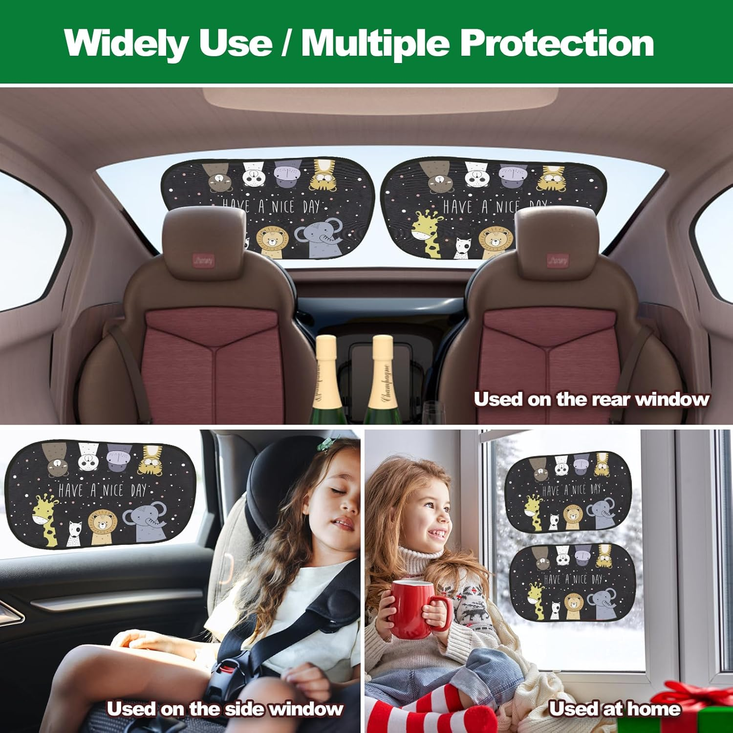 2 Pack Car Sun Shade Side Window Sunshade Side Window Provent to Block UV Rays 98 SPF for Maximum Sun Protection for Kids Pets Cars Trucks Suvs image number 6