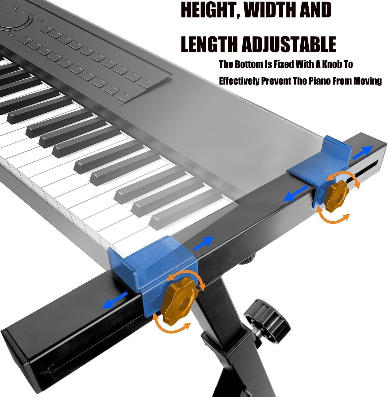 Keyboard Stand,Piano Stand with Wheels,Z Style Heavy Piano Keyboard Stand,Piano Keyboard Adjustable Height and Width，Fits 54-88 Key Electric Piano image number 5