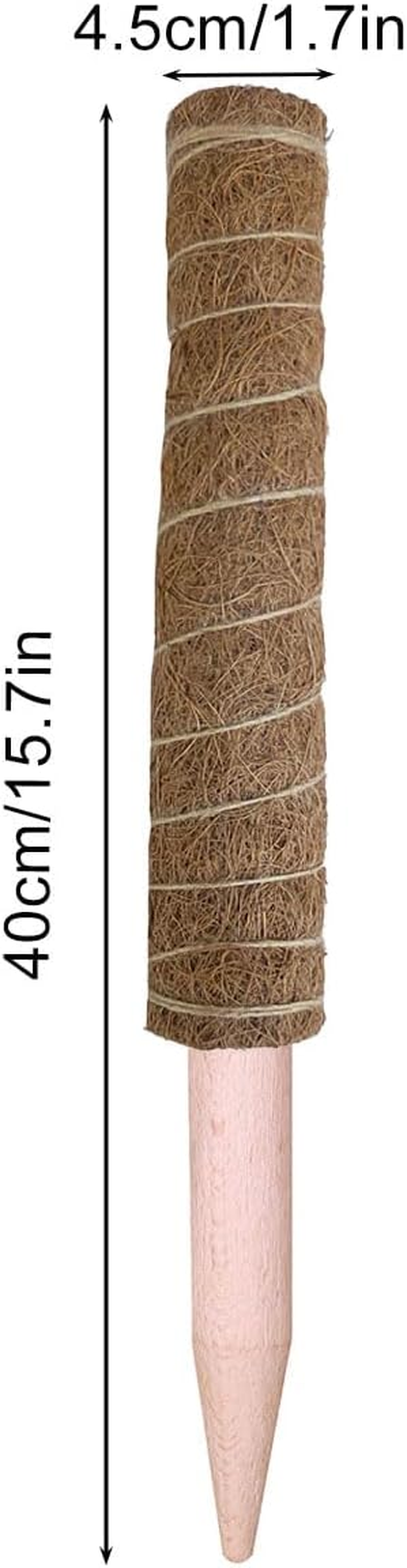 AIMALL 6 Pack Natural Coco Coir Climbing Pole 15.7In for Indoor Plants, Coconut Palm Stick Plant Support with Solid Wood Core for Potted Vine, Moss, Monstera, Rose