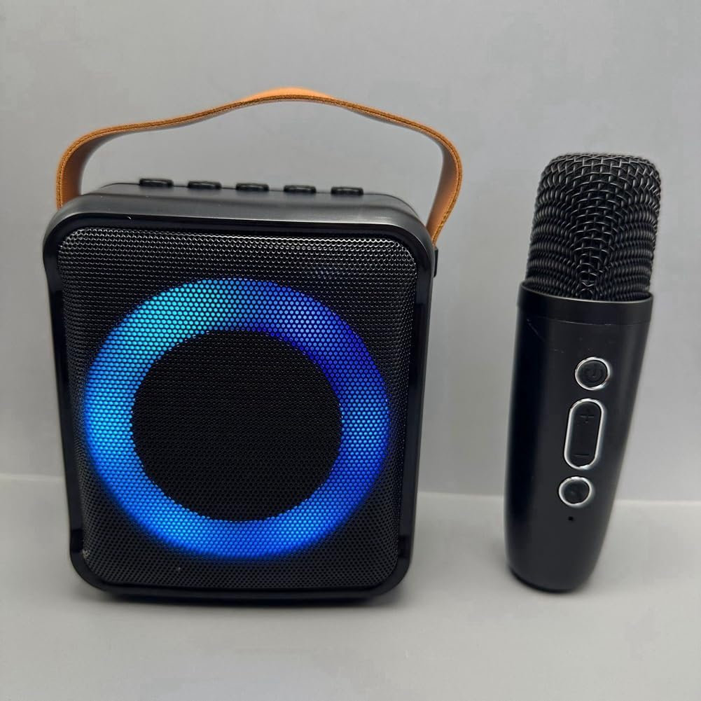 Multifunctional Bluetooth Audio Portable Microphone Colorful Led Atmosphere Lamp Home Karaoke Speaker 1 Microphones image number 6