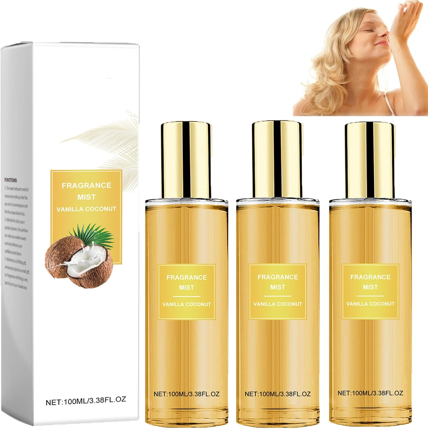 Vanilla Coconut Body Spray, Coconut Fragrance Mist, Body Spray Perfume Women, Long-Lasting Fragrance Perfume, Vanilla Body Women Spray, Hair & Body Fragrance Mist (1Pcs)