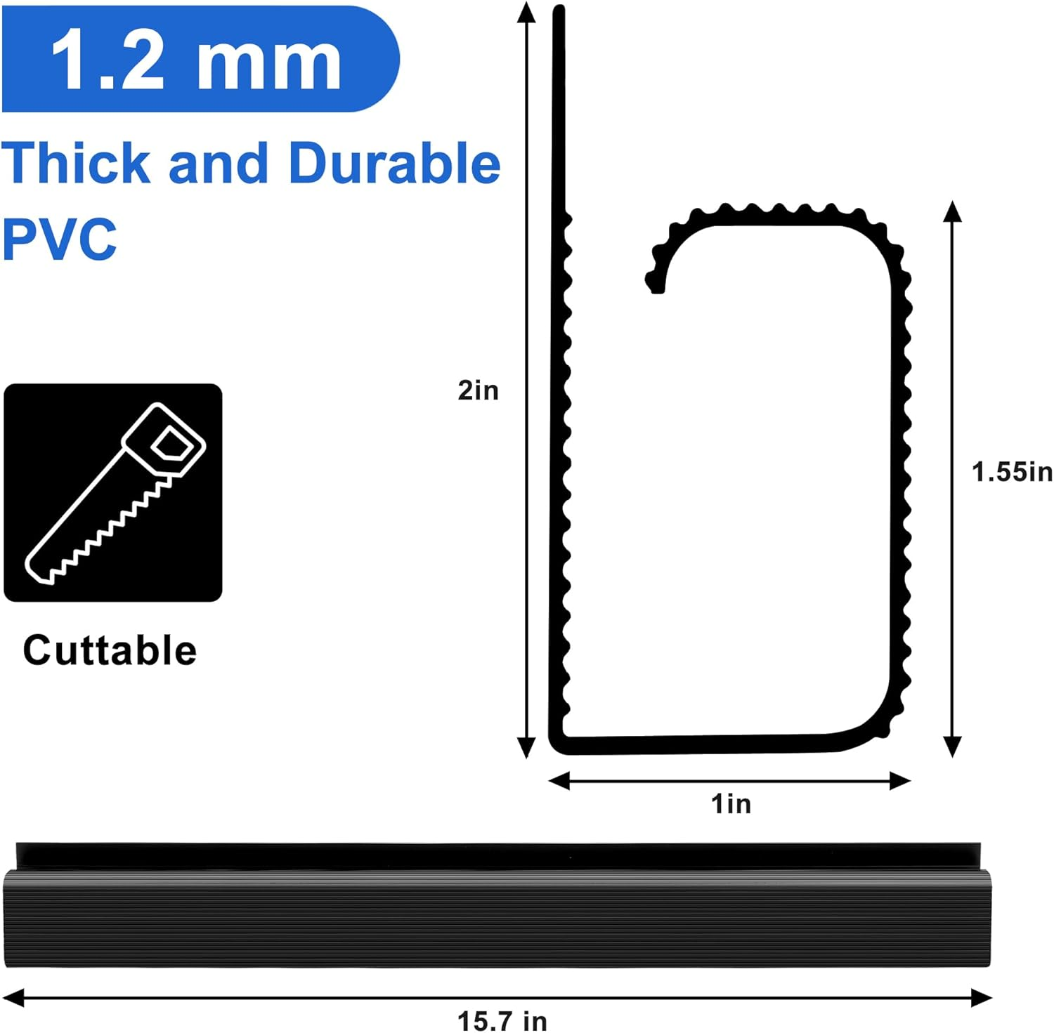 Zhiyo Cable Management under Desk 6X15.7In, 94.5In Cord Organizer, Self-Adhesive, Black J Channel image number 5