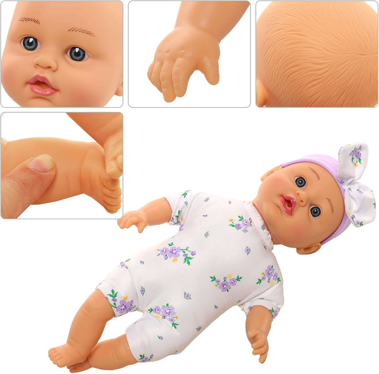 Barwa 10 Inch Reborn Baby Doll with Sleeping Bag Pacifier Realistic Soft Baby Dolls with Hairband for Toddlers Best Gift image number 2