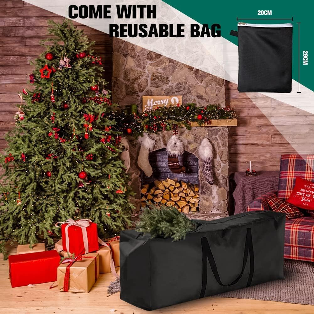 Patio Cushion Cover Storage Bag Water-Resistant Outdoor Rectangular Storage Bag with Handles for Furniture Cushions, Patio Furniture Seat, Christmas Tree (116 * 47 * 51CM) image number 2