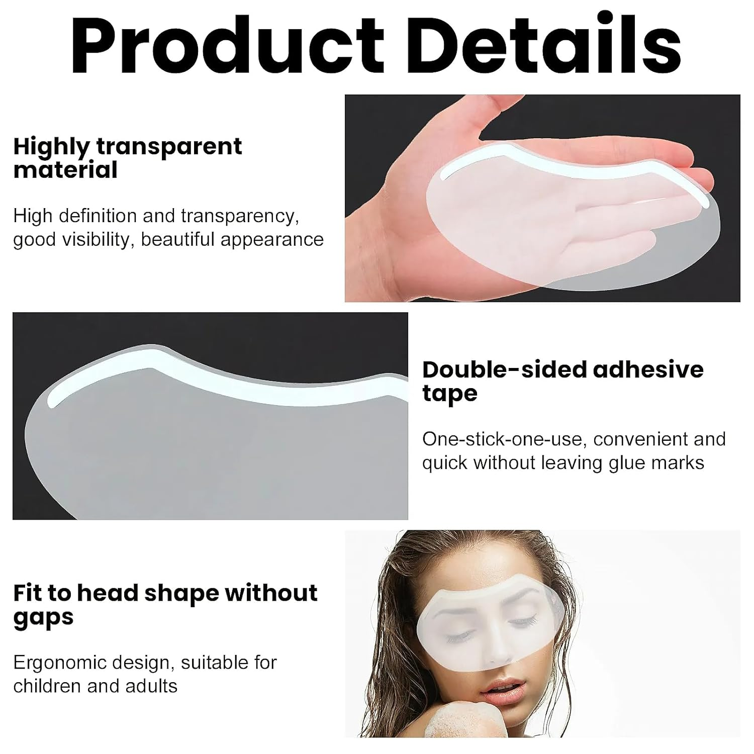 50 PCS Eye Shield after Cataract Surgery Disposable Clear Plastic Eye Shield for Showering Haircut Hairspray Plastic Face Visors for Microblading Shower Visor for Adults Mascara Shield image number 1