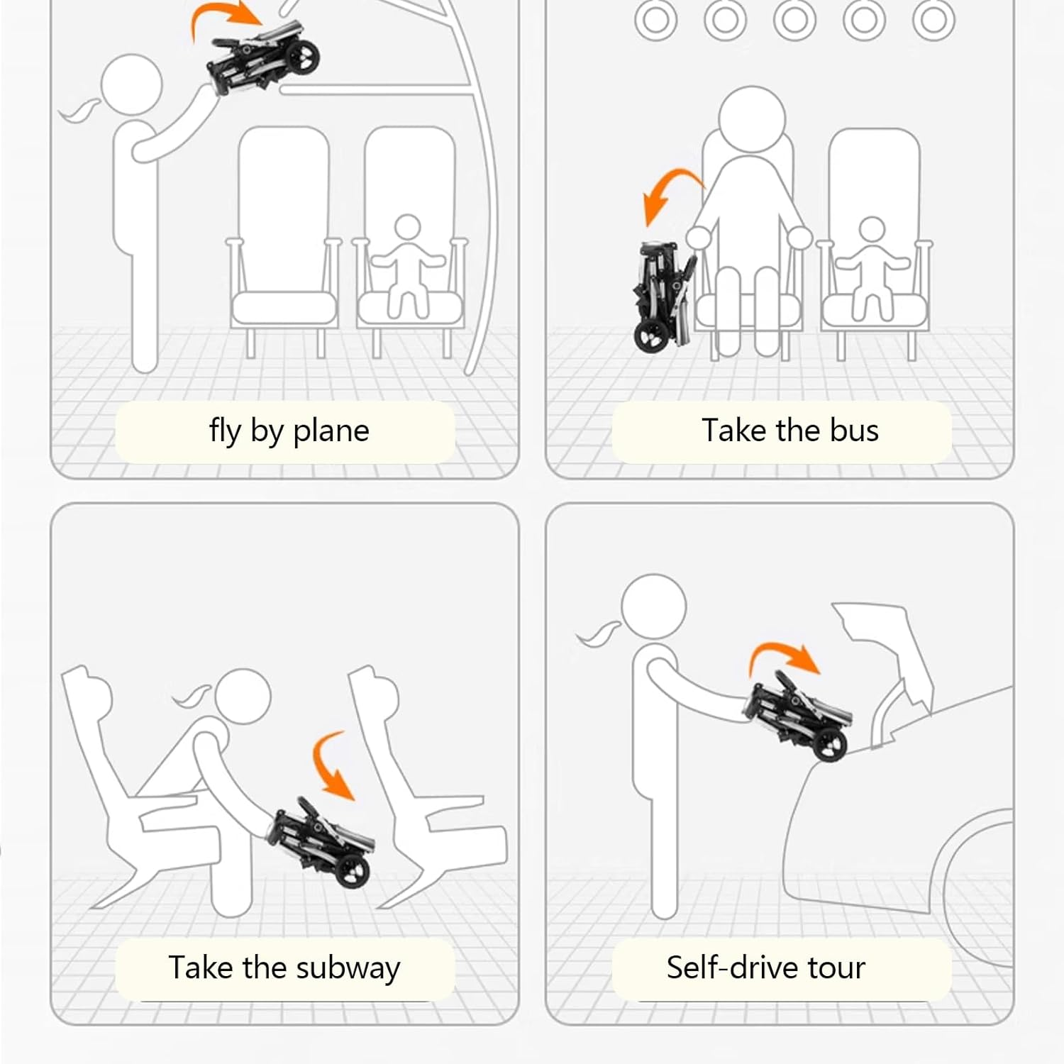 Lightweight Baby Stroller, Compact Toddler Travel Baby Pram for Airplane, Easy One-Hand Fold Newborn Pram, Adjustable Backrest & Canopy, Storage Basket, Self-Standing Gravity Fold image number 1