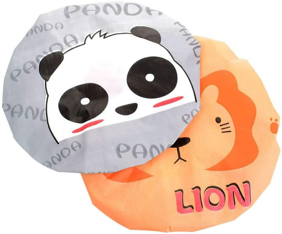 Aysekone 5 Pieces Cute Cartoon Animals Waterproof Elastic PEVA Shower Caps Bath Caps Bathing Bathroom Hats Bathroom Accessories for Women and Girls and Kids