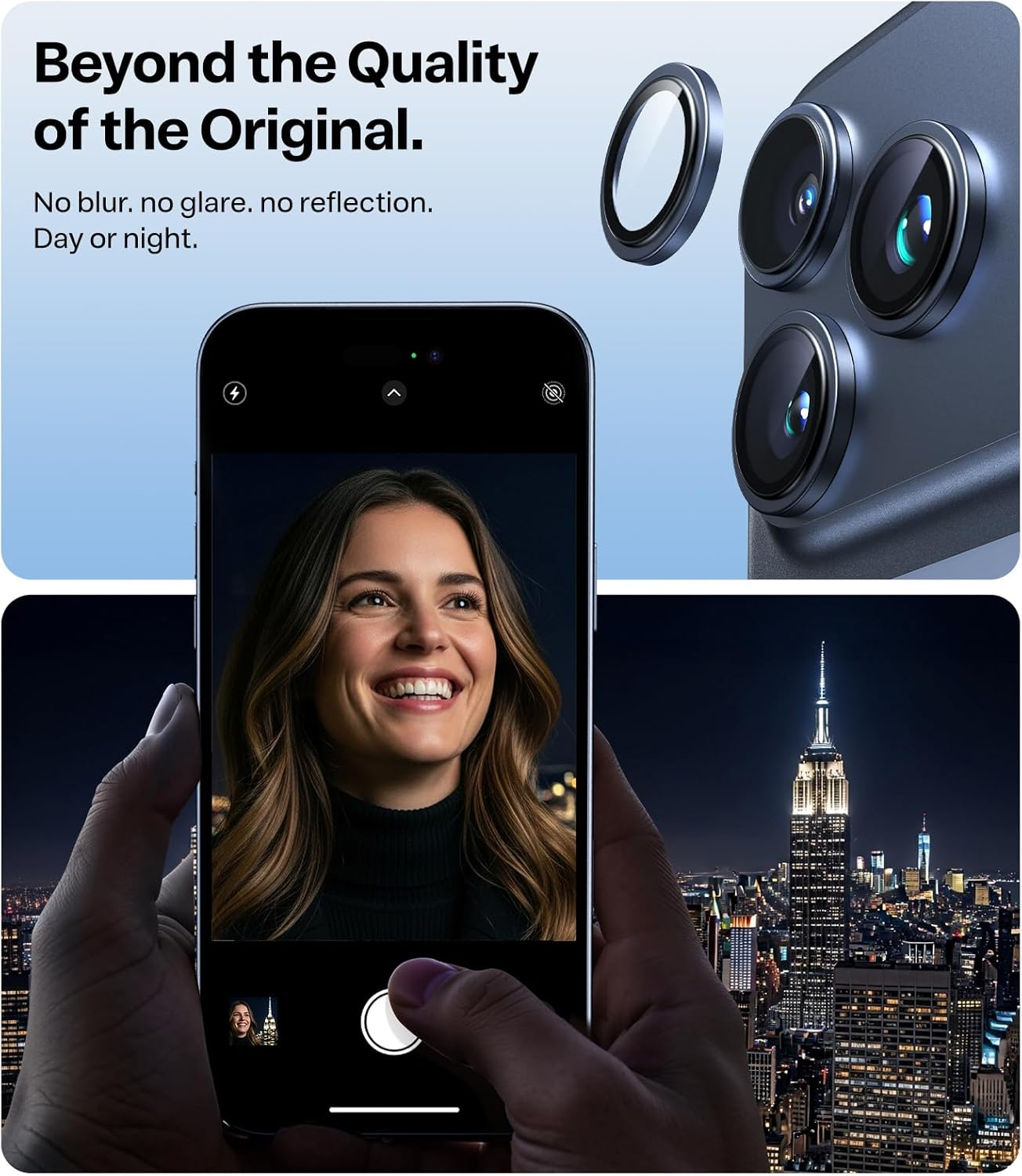 TORRAS 3-Year Ultimate Durability 9H+ Glass for Iphone 17 Pro Max/17 Pro Camera Lens Protector [1:1 Invisible Fit & Ultra Clarity] Camera Protector Tempered Glass, Blue Titanium