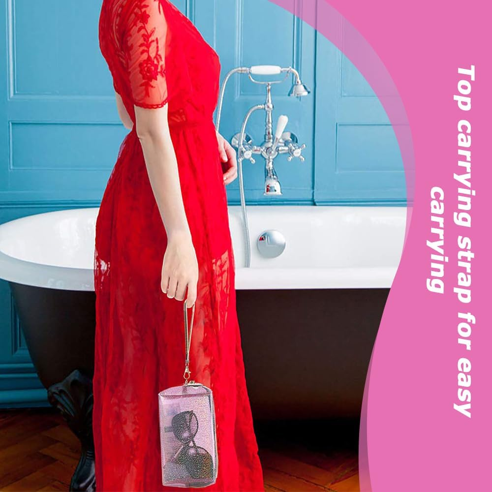 MOTRAIN 4-Pack Clear PVC Zippered Toiletry Bags with Handle Straps, Waterproof Cosmetic & Makeup Travel Organizer for Bathroom, Vacation & Storage