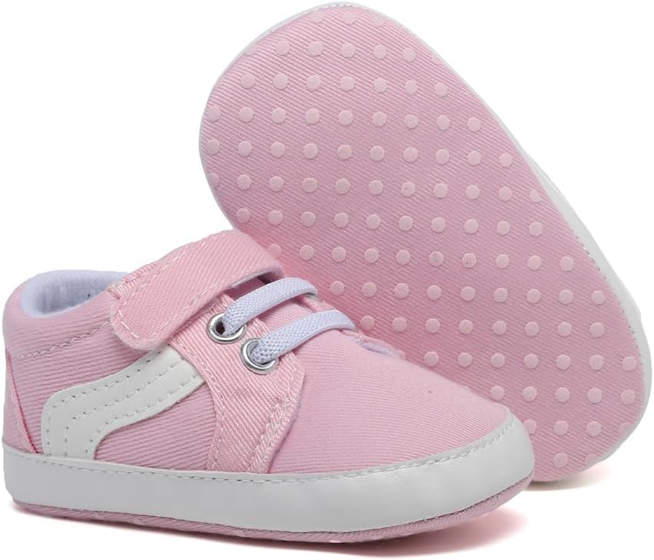 Baby Boys and Girls Celebrity High Top Sports Shoes Soft anti Slip Soles Newborn First Walker Canvas Fashionable Denim Shoes image number 3