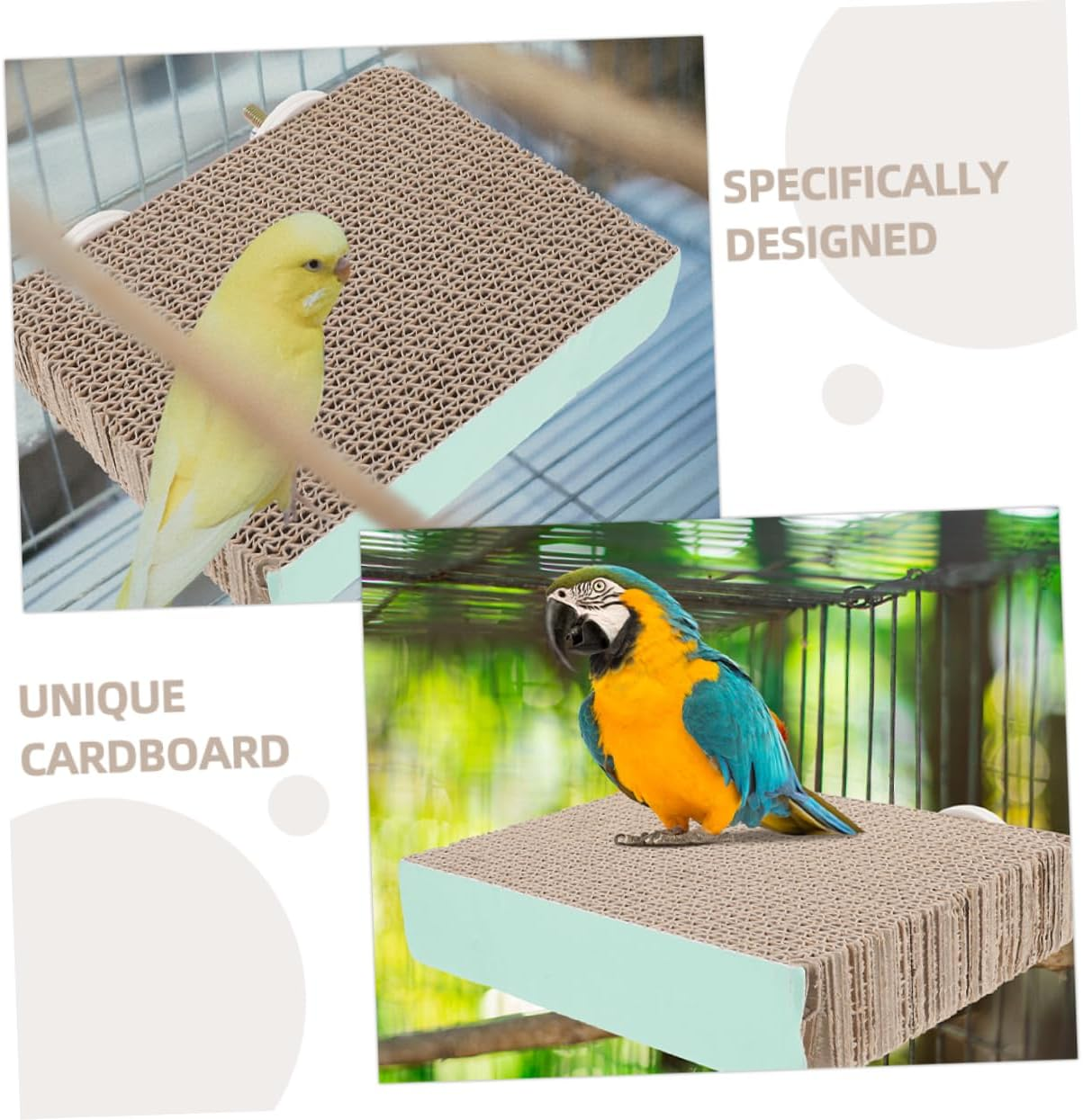 Happyyami 2Pcs Bird Perch Platform Stand Cardboard Exercise Toy Medium Size Parrot Play Stand for Cockatiels Budgies Cage Accessories image number 4