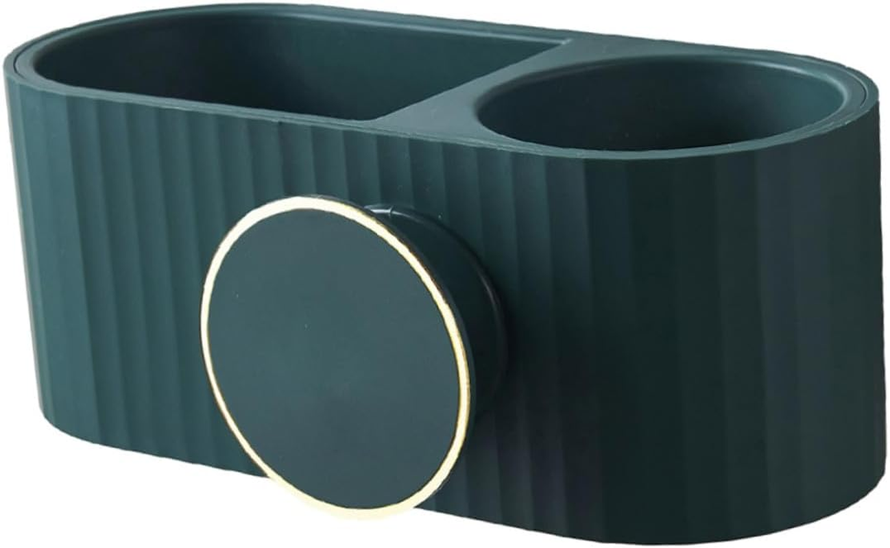 WRITWAA Wall Mounted Hair Dryer Storage Rack Bathroom Organizer Space Saving Holder in Peacock Green for Hairdryer and Accessories Practical Bathroom Supply image number 1