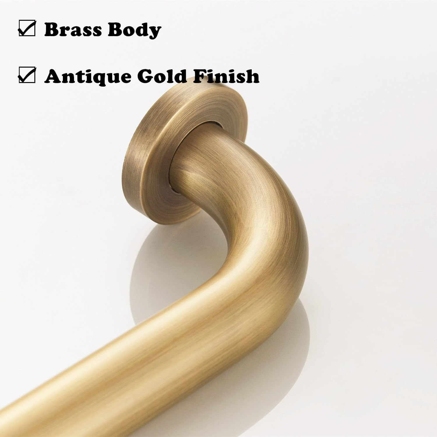 Antique Brass Shower Grab Bar, Vintage Gold Bathroom Handrail with Concealed Screws for Wall, Toilet and Bath Safty Bar for Elderly or Handicapped, 12 Inch image number 4