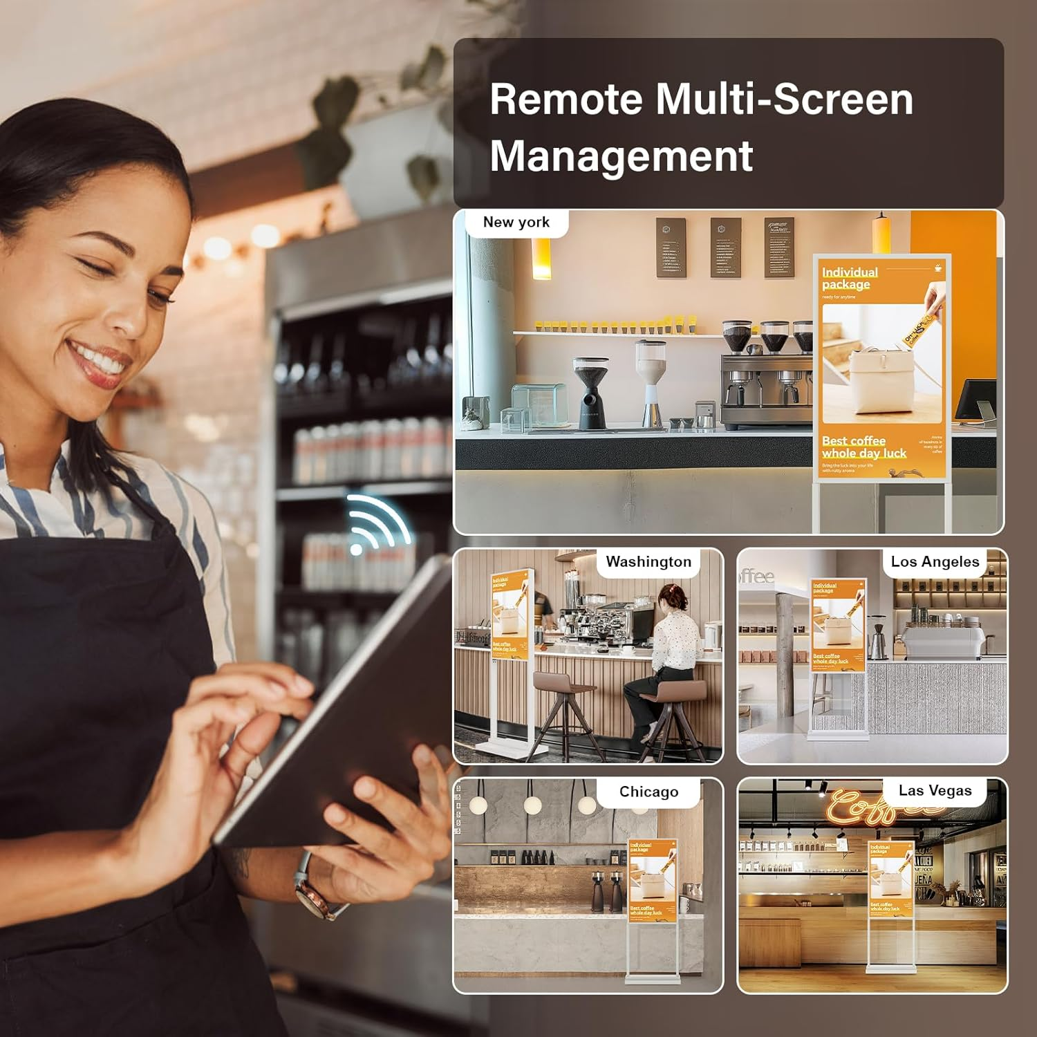 Canlarriz 32 Inch Digital Signage Kiosk LCD Advertising Display Menu Displays Indoor Floor Standing Vertical Poster White 2+32GB 2K 700Nits Android OS with HDMI In/Usb image number 6