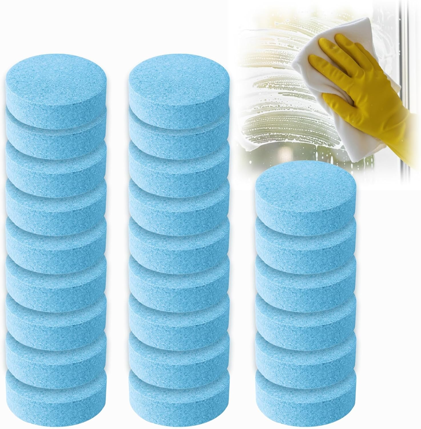 30 PCS Car Screenwash Tablets Windshield Washer Effervescent Concentrated Detergent for Cars, Windows, Kitchens Removes Dirt, Bugs & Grime, No Streaks, Safe for Glass, Equivalent to 120L Fluid image number 4