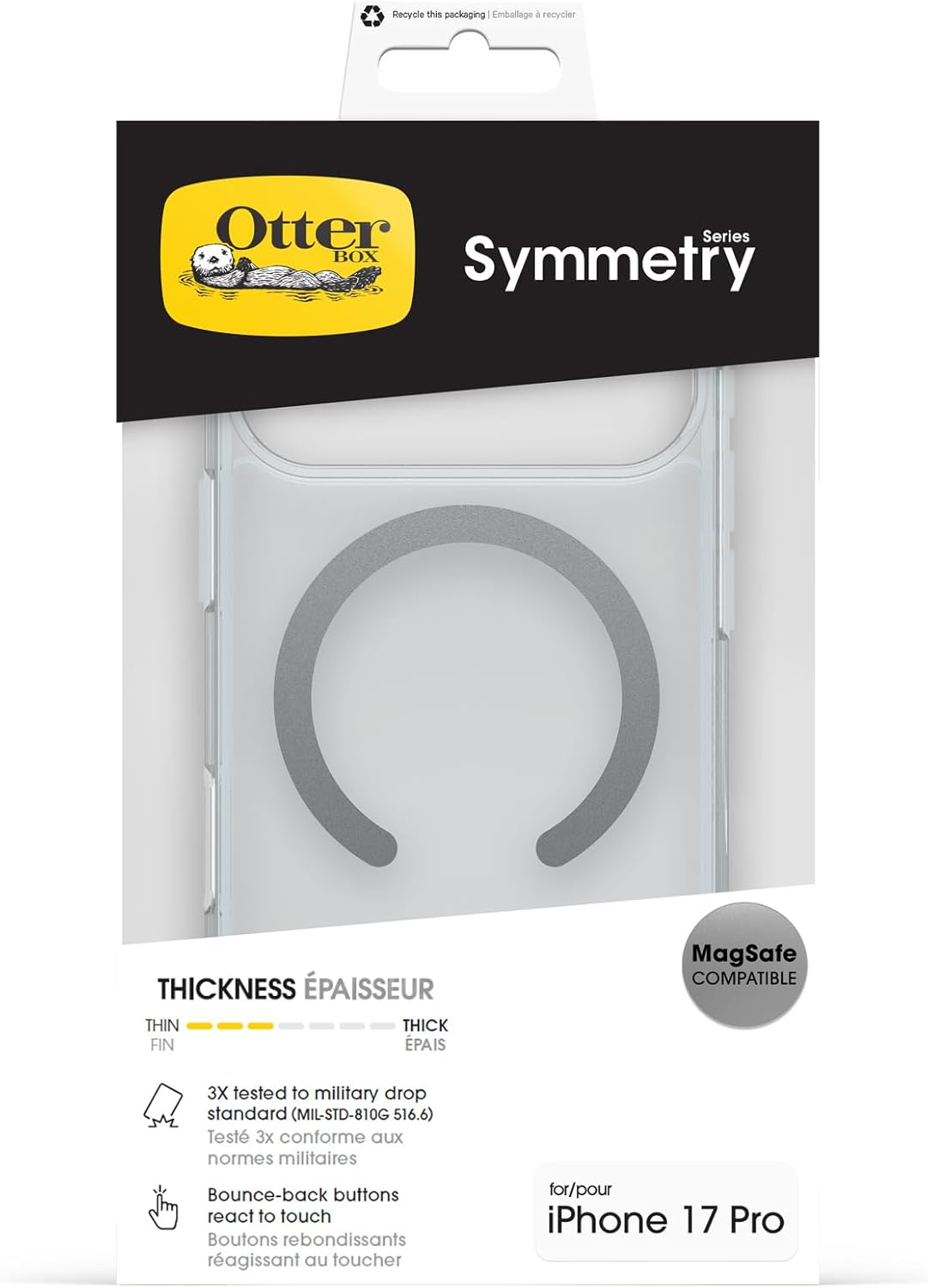 Otterbox Symmetry Series Clear Magsafe Case for Iphone 17 Pro, Shockproof, Drop Proof, Protective Thin Case, 3X Tested to Military Standard, Clear image number 6