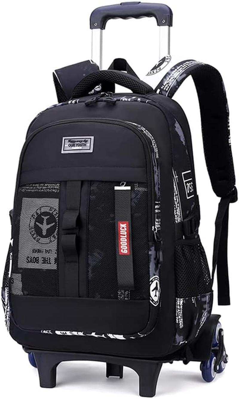 Rolling Backpack for Boys Kids School Bag with Wheels for Elementary Middle School Trolley Luggage Bookbag