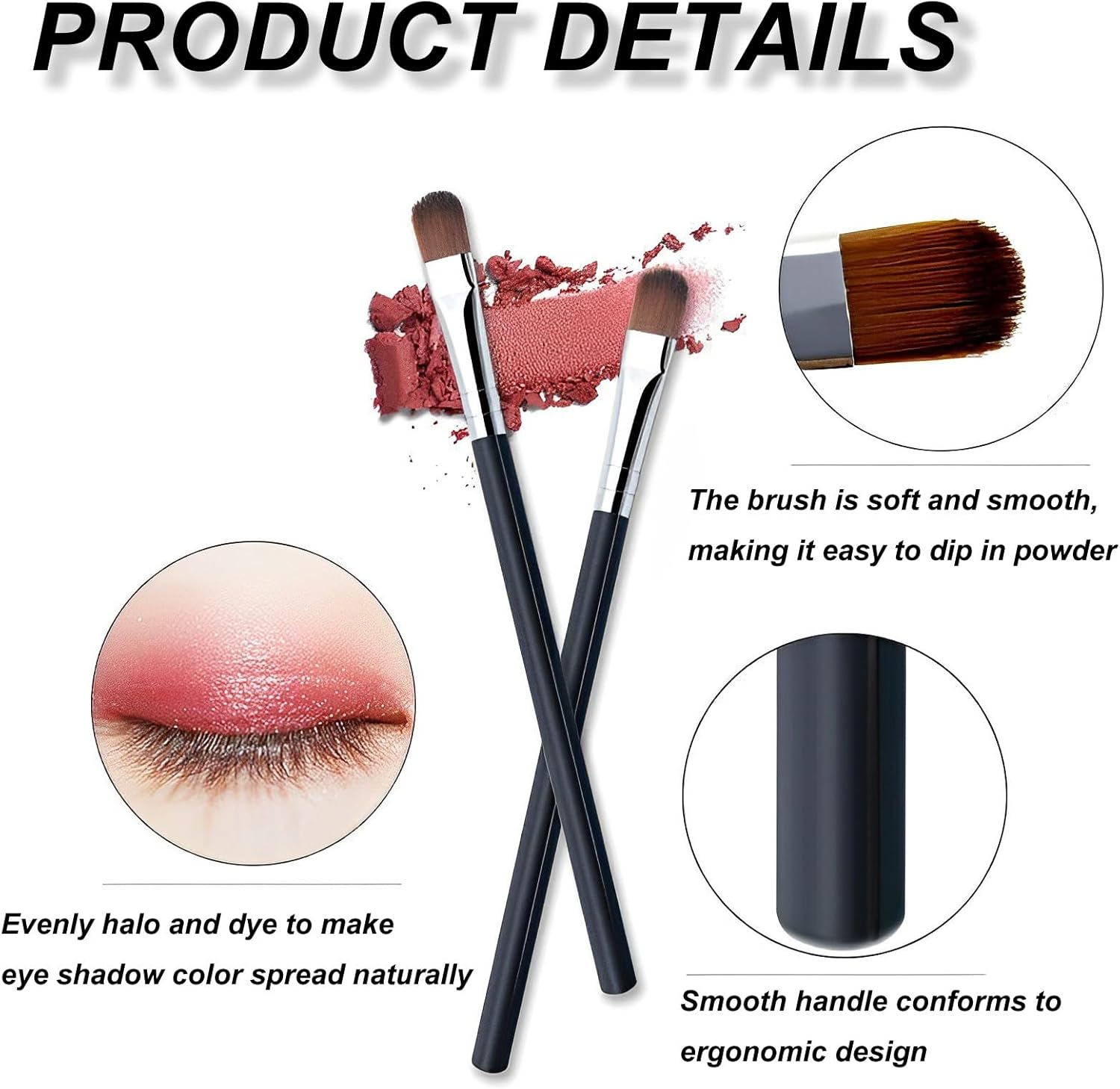 DAZISEN 3 Pcs Small Eyeshadow Brush - Eyeshadow Applicators Eye Makeup Brushes Eyeshadow Blending/Face Body Highlighter Foundation Concealer Makeup Brush image number 5