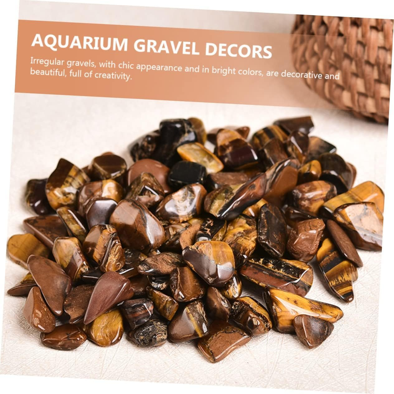 1 Set Yellow Tiger Eye Gravel, Non-Toxic Fish Tank Accessories Decorations, Plant Terrarium, Flower Pots Stones, Bulk Garden Pebble, Decorative Ornamental Pebbles,Aquarium Gravel, Chip Rock (Yellow) image number 5