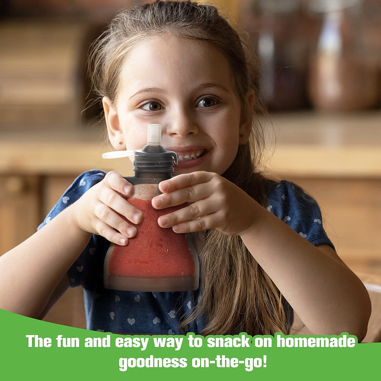 Haakaa Happii Bear Silicone Goody Pouch,Reusable Baby Food Pouches for Homemade Organic Purees, Juices, Smoothies, and Yogurt - Perfect for Toddlers and Kids - 4 Pack, 6Oz image number 3