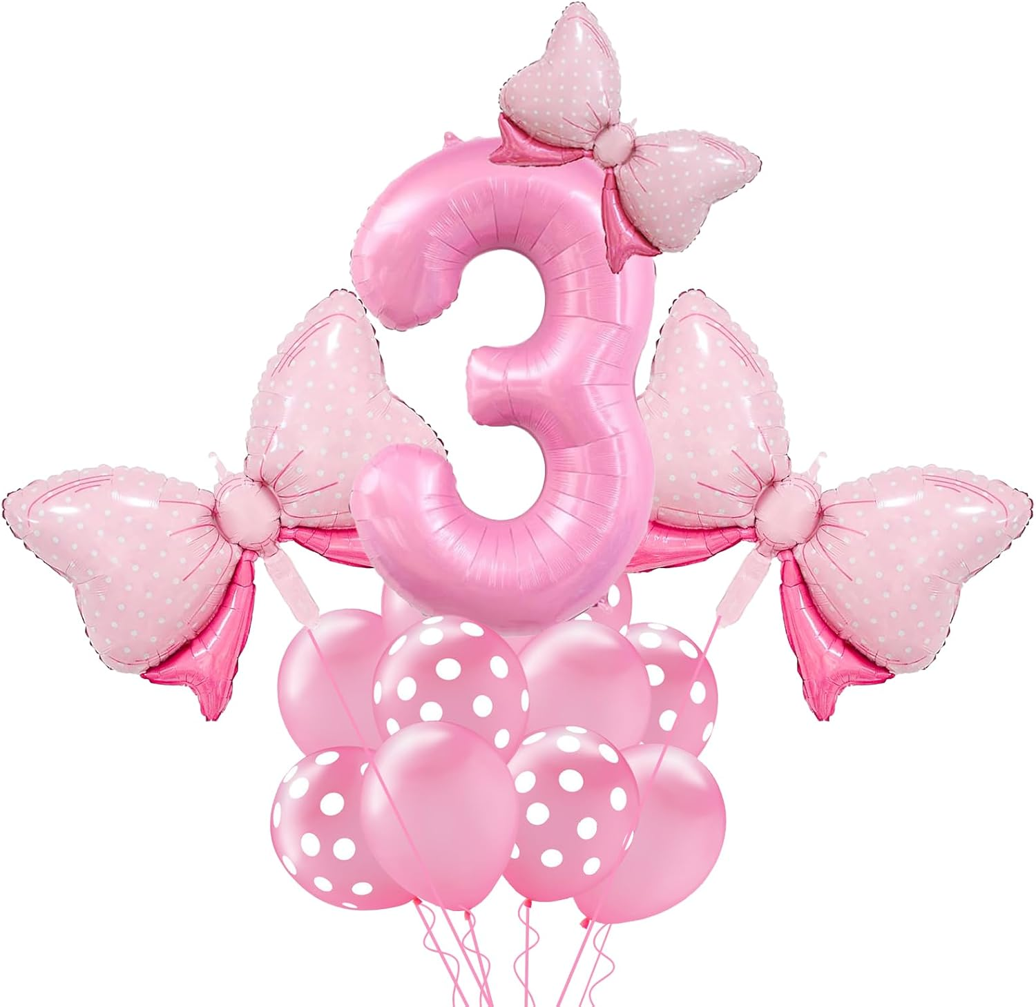 Pink Birthday Balloons, Bow Balloons Number 3 Balloon 40 Inch, 3 Balloon Number for Pink Birthday Decorations, 3Rd Birthday Decorations for Girl image number 6