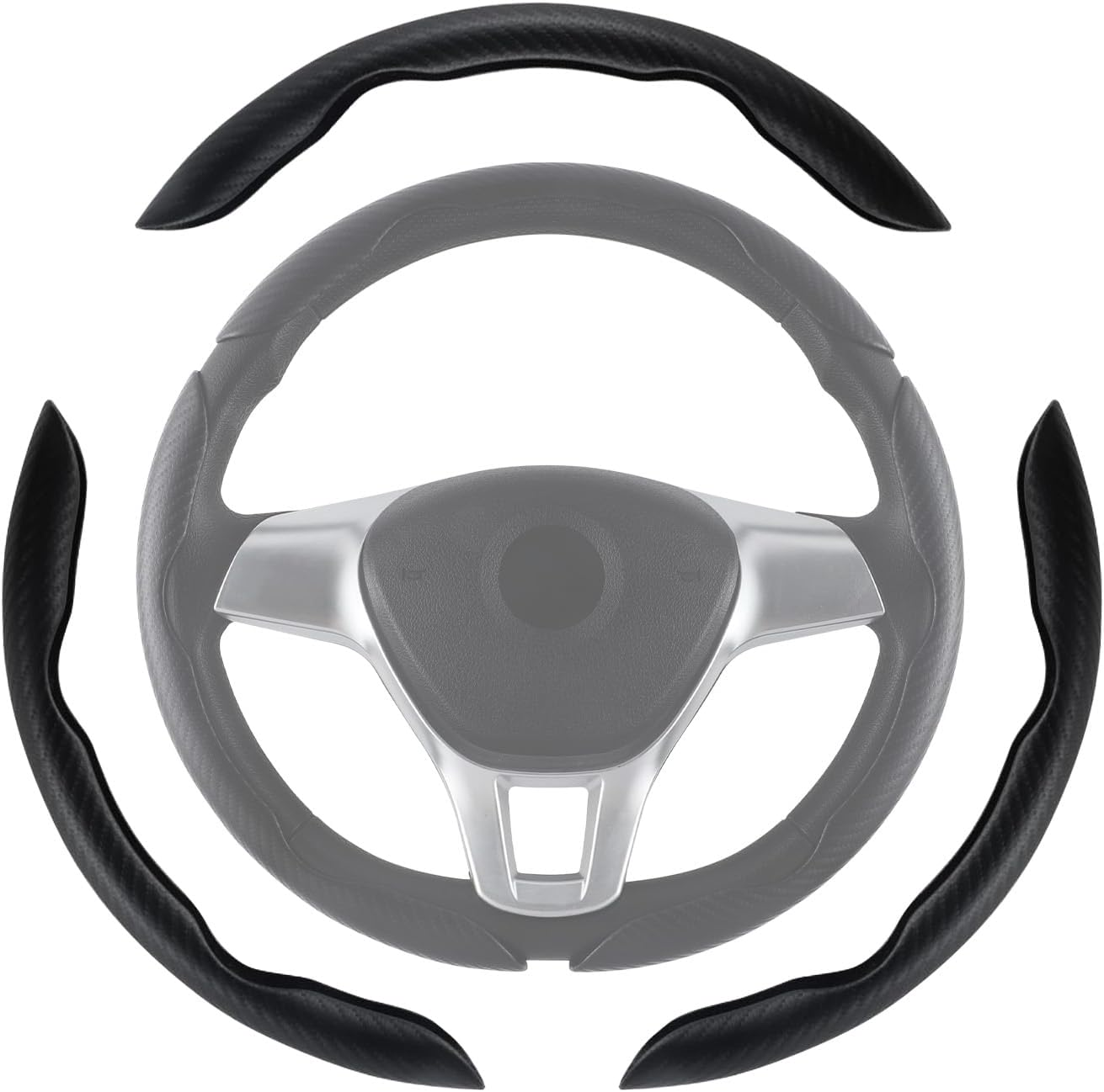 MAEZOE Car Carbon Fiber Steering Wheel Cover, 3Pcs Segmented Anti-Slip Steering Wheel Protector for Men and Women, Suitable for 99% of Cars on the Market image number 3