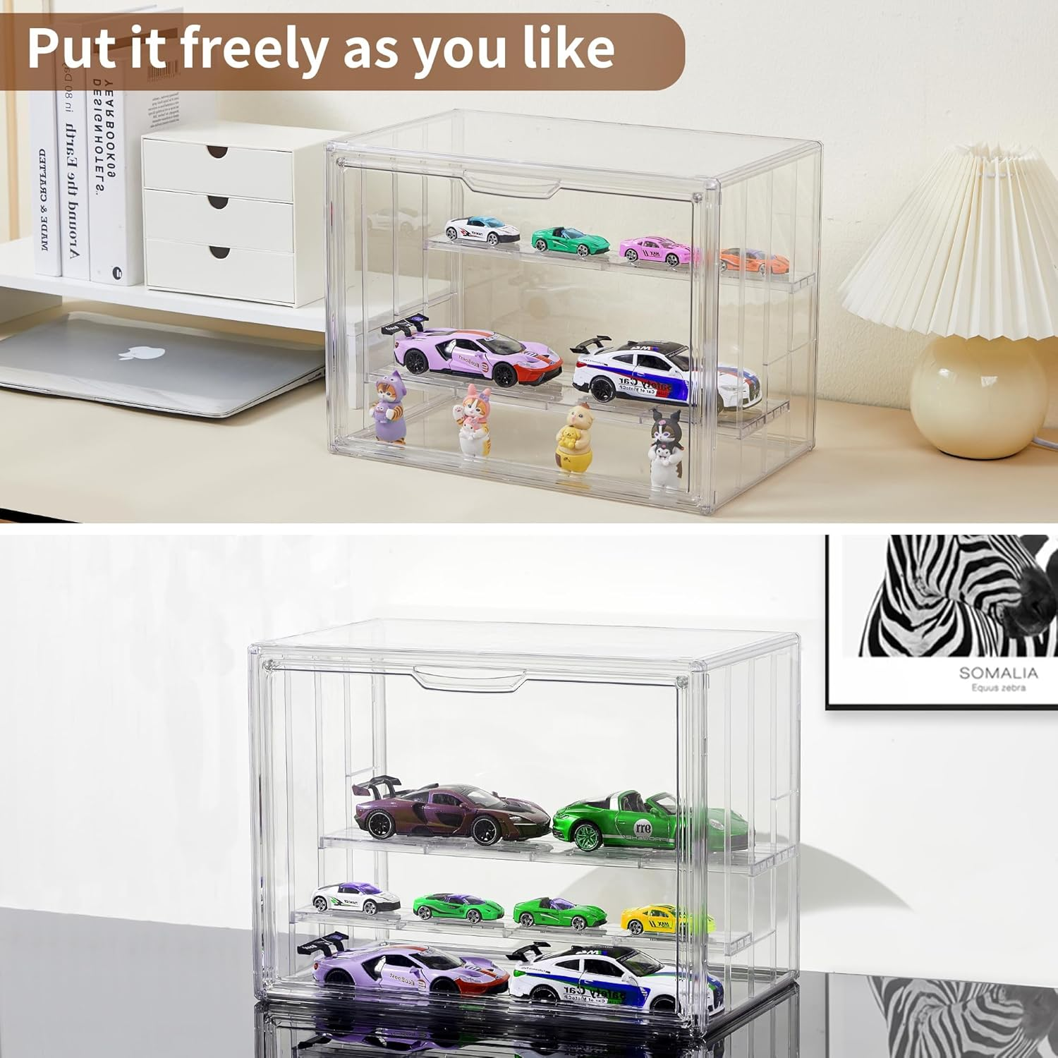 Clear Acrylic Display Cases for Figures, 4 Tiers Display Boxes with 3 Movable Plates for Collectibles image number 1