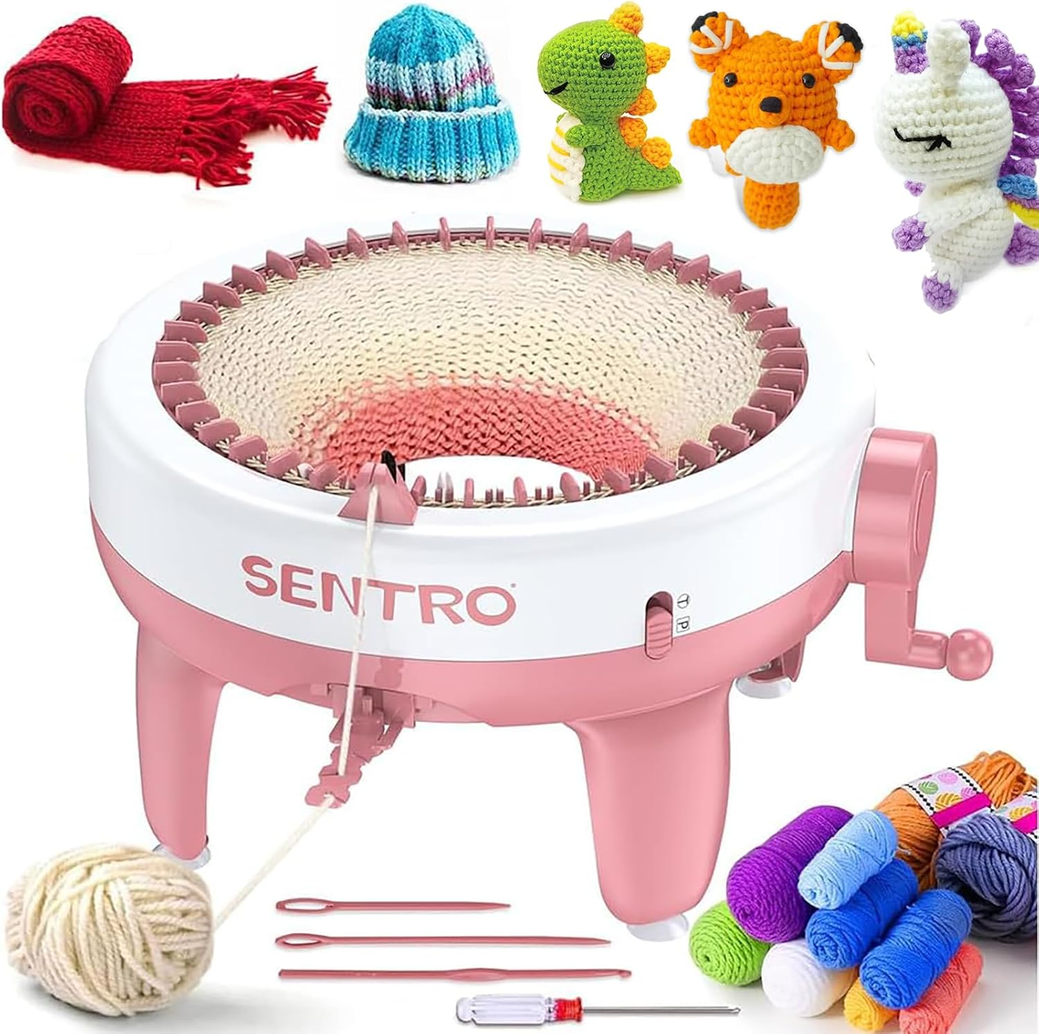 KELIOO Knitting Machine, 48 Needles Knitting Machine, Smart Weaving Loom round Knitting Machines with Row Counter for Adults or Kids,Diy Knit Loom Machine Kit for Hat, Scarves, Gloves, Socks image number 4