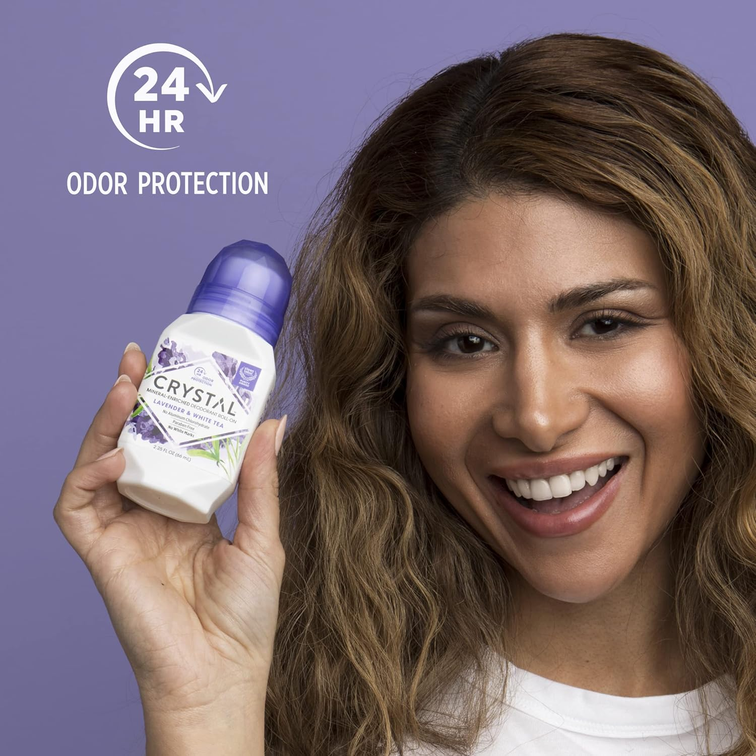 Crystal Mineral Deodorant Roll-On, Lavender & White Tea, Purple, 2.25 Fl Oz image number 6