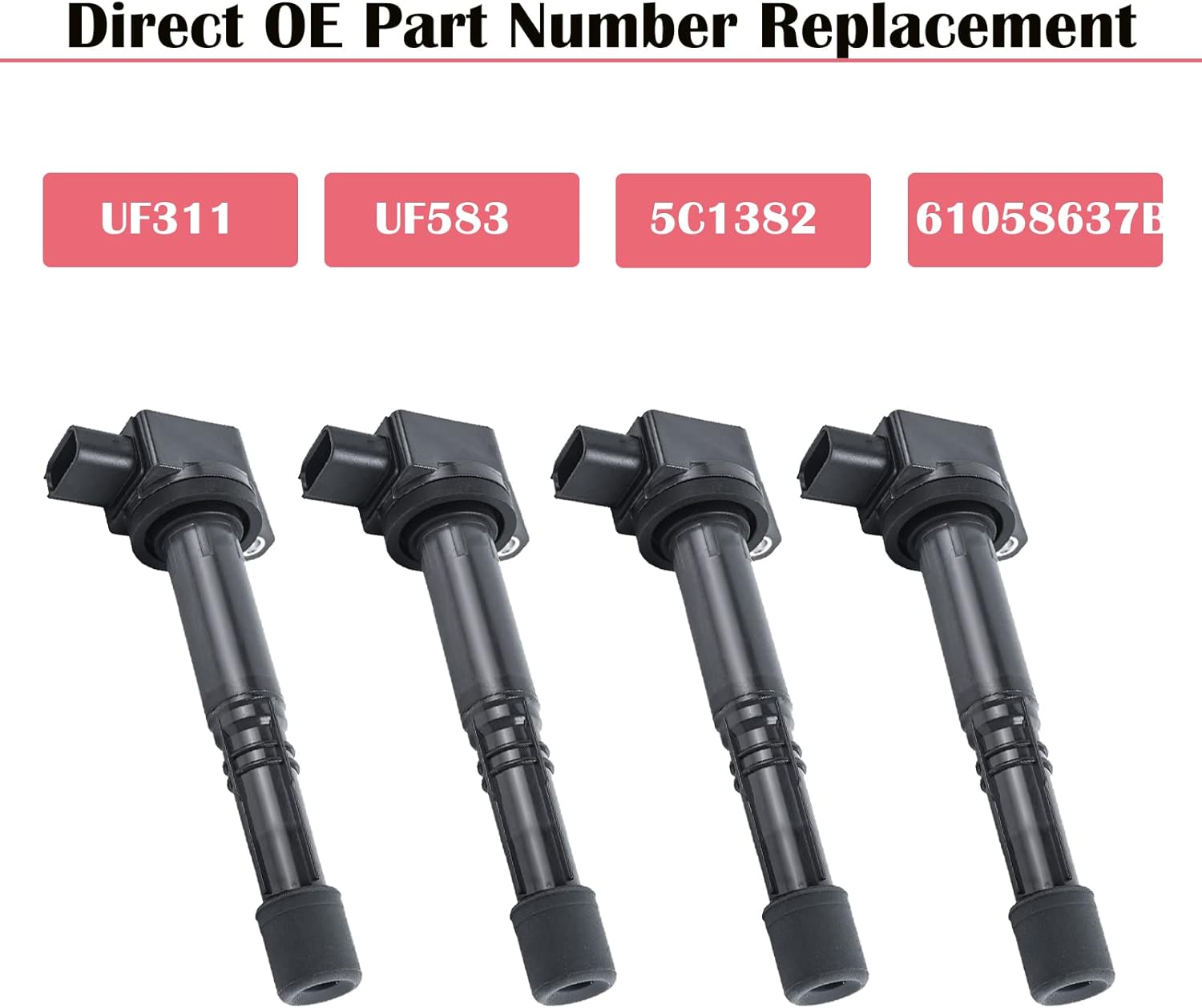 Set of 4 Ignition Coil Pack Fits for L4 2.4 2.0 2002 2003 2004 2005 2006 2007 2008 2009 Honda CRV Accord Civic SI Element S2000 Acura RSX CSX Coil Pack Replaces UF311 UF583 C1382 image number 5
