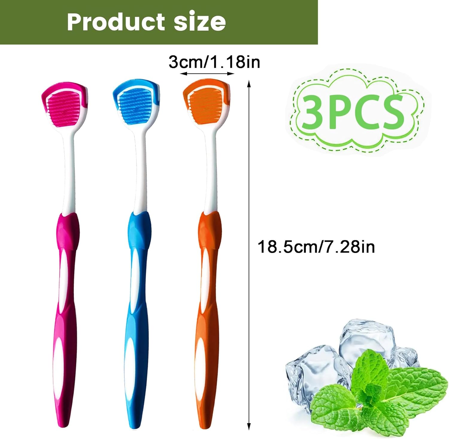 3PCS Tongue Scraper Set, Tongue Cleaner for Fresh Breath, 3 Tongue Scrapers in Blue, Orange, Red image number 6