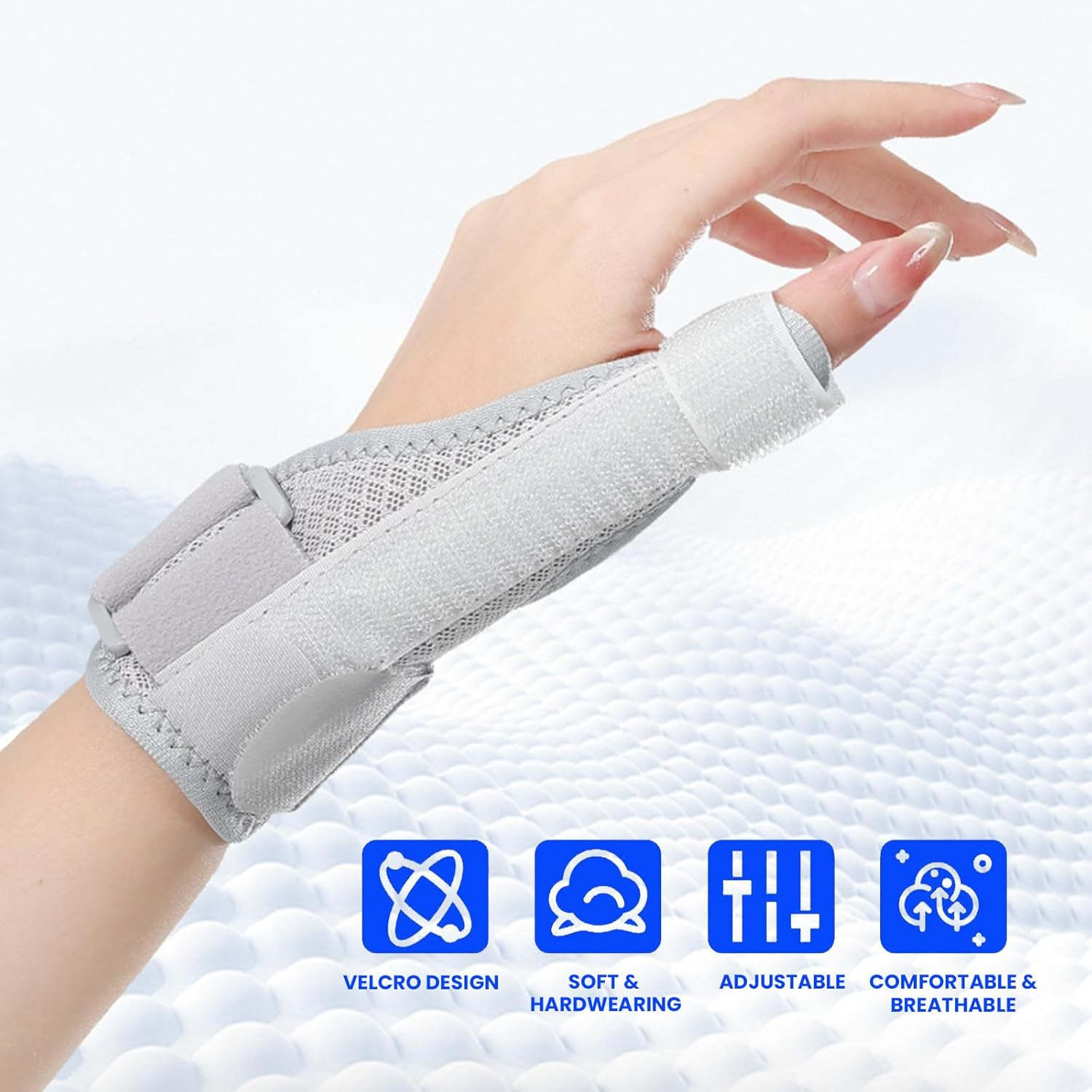 Thumb Brace for Arthritis Sprains - Reversible Thumb Brace with Soft Lining, Breathable Metal Splints for 24-Hour Carpal Tunnel Support Adjustable (Gray) image number 2