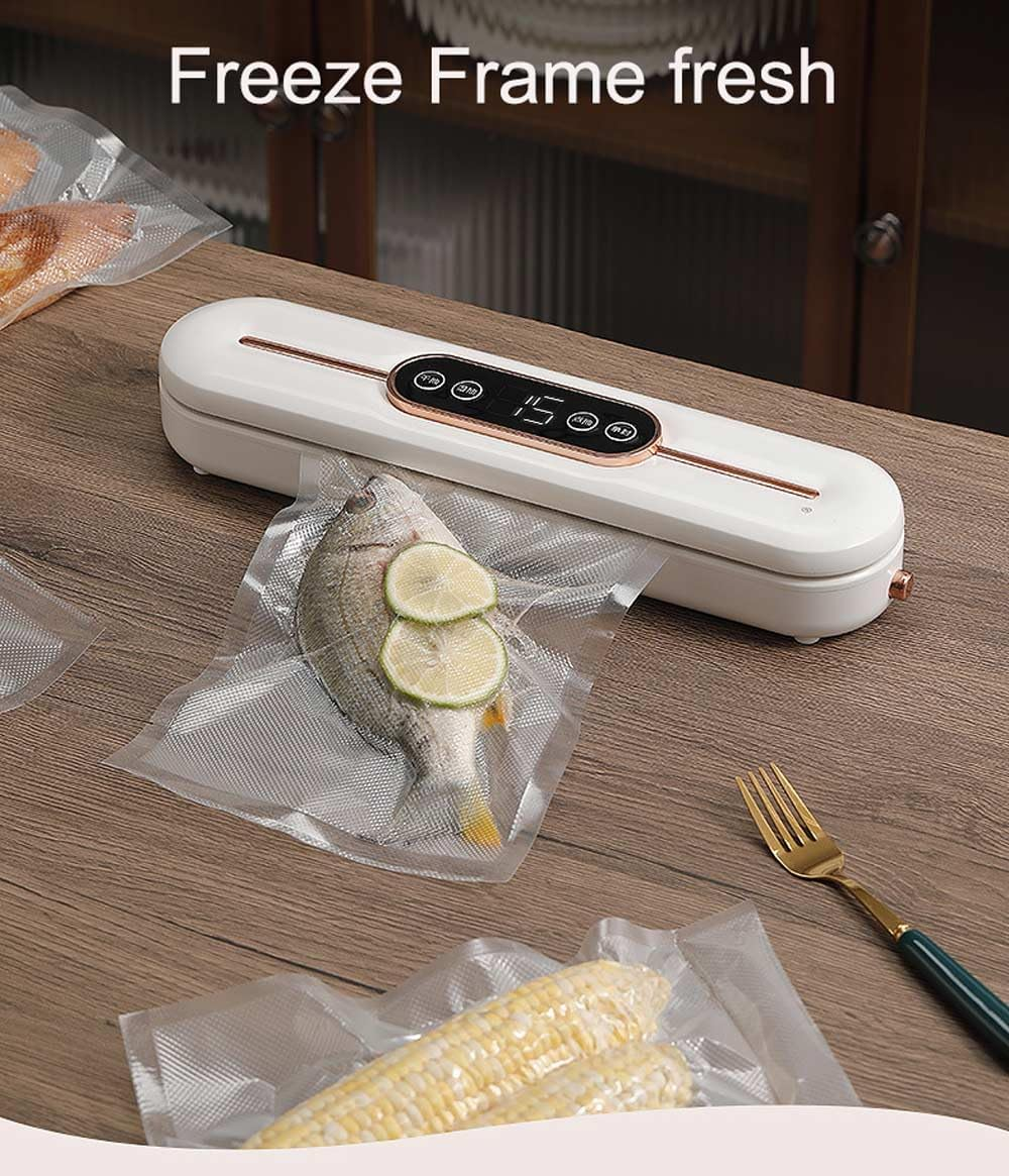Vacuum Sealer,Equipped with 10 Vacuum Sealed Bags,Fully Automatic Dry and Wet Dual Use Food Vacuum Sealer Machine,One Click Intelligent Operation,Digital Display,Super Strong Suction Power image number 3