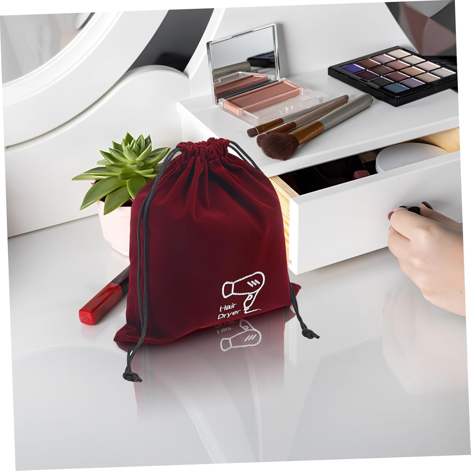 Healeved 5Pcs Hair Dryer Bag Drawstring Blow Dryer Storage Pouch for Home Travel Mesh Design and Organizer Function for Traveling and Organizing Toiletries image number 2