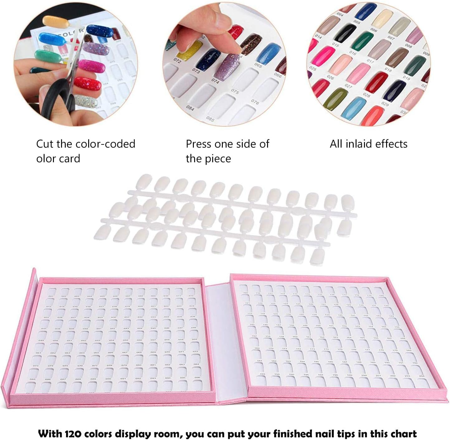 Salon Nail Art Display Book 120 Colors Tip Gel Polish Chart Book Pink image number 5
