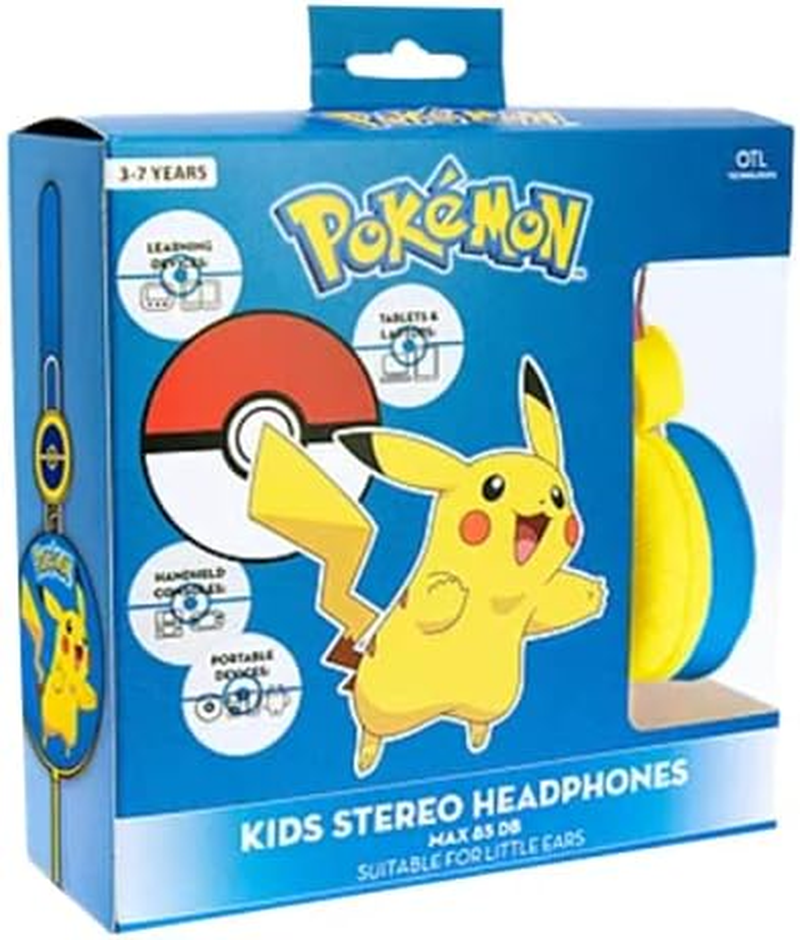 OTL Technologies Pikachu Blue Kids Headphones with Limited Volume for Kids Ages 3-7
