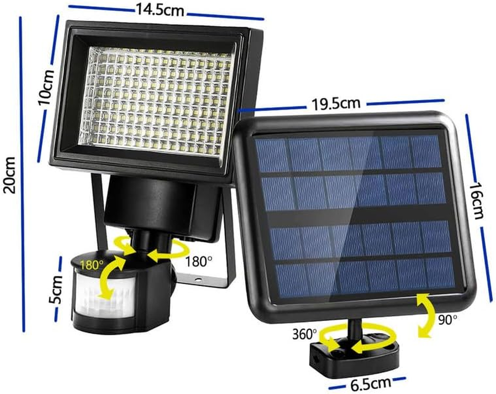 Solar Lights Outdoor, Solar Wall Lights Outdoor with Motion Sensor 2200 Lumen 120 LED Ultra Bright IP44 Waterproof 150&deg;Angle with 4.8M Cable 3 Lighting Mode (120 LED) image number 2