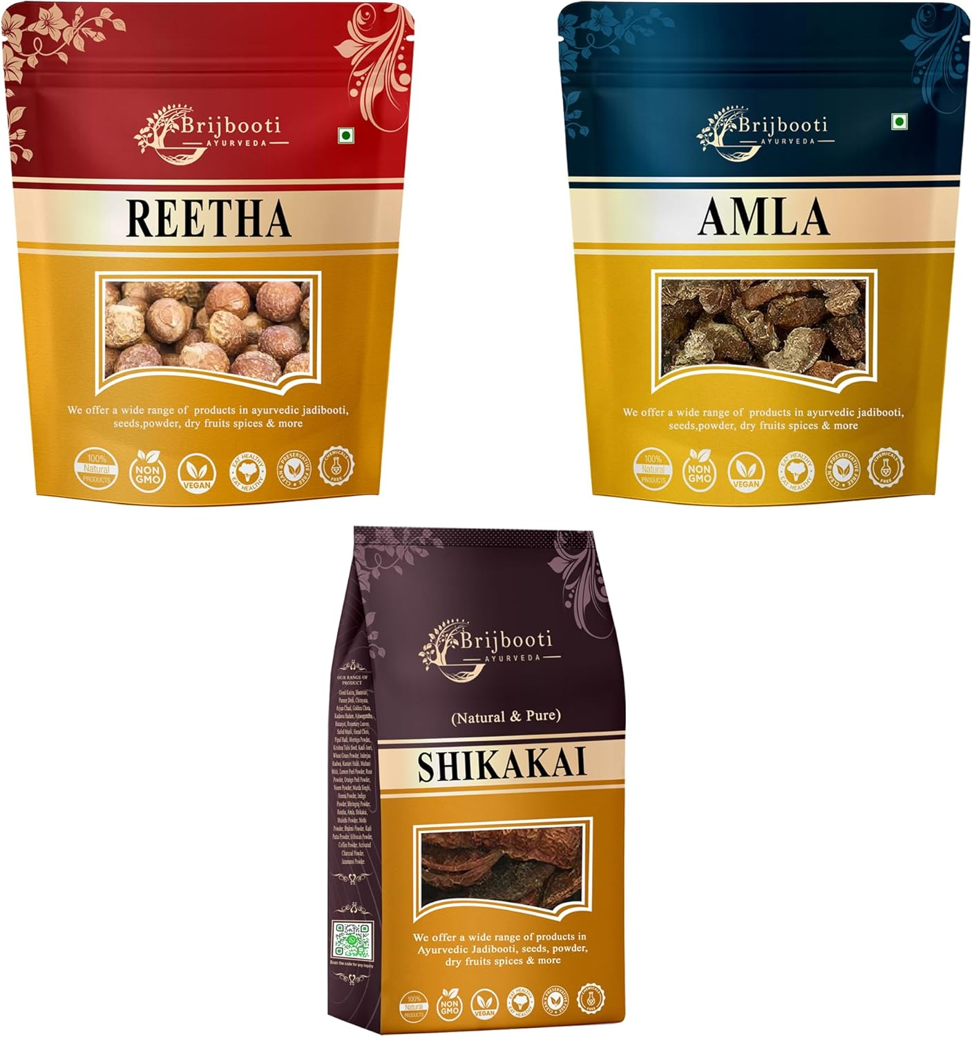 Brijbooti Reetha Amla Shikakai Combo Pack for Hairs (Raw Form) 600 Gr image number 5
