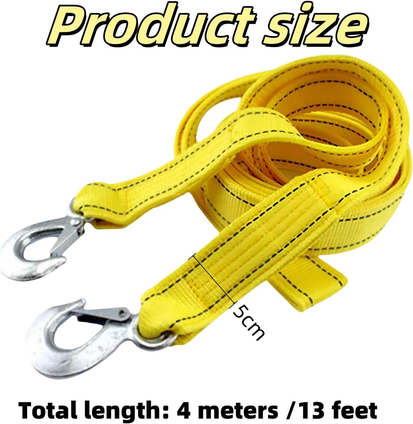 1 Pcs Tow Strap with Hooks,Best Towing Accessory Universal for All Cars,6600Lbs Heavy Duty Kinetic Recovery Rope Wheel Straps for Vehicle Recovery, Towing Etc image number 1