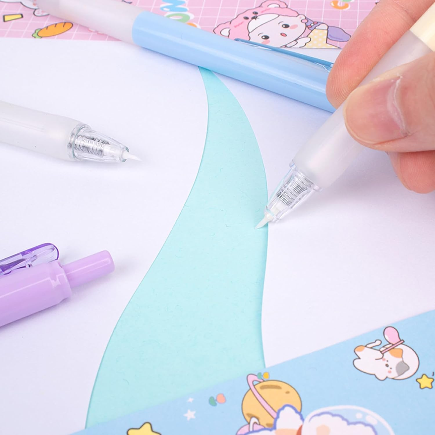 YUENTOEN 5Pcs Utility Knives Pen, Craft Cutting Tool Paper Pen, Hobby Knives Retractable Precision Paper Cutting Carving Tools with 20Pcs Refills for DIY Drawing Scrapbooking