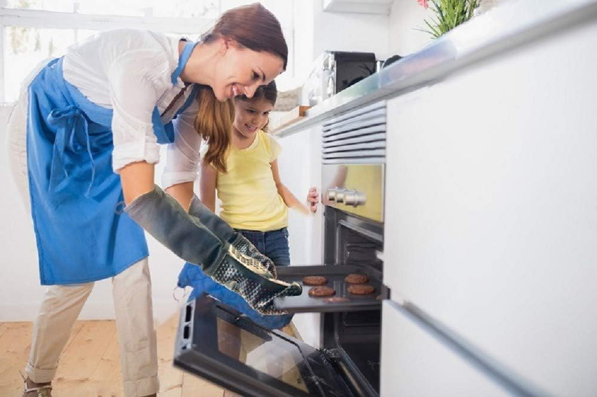 Extra Long Professional Silicone Oven Mitt， Heat Resistant Cooking Glove with Internal Cotton for Kitchen,Bbq,Baking,Grill - Black image number 2