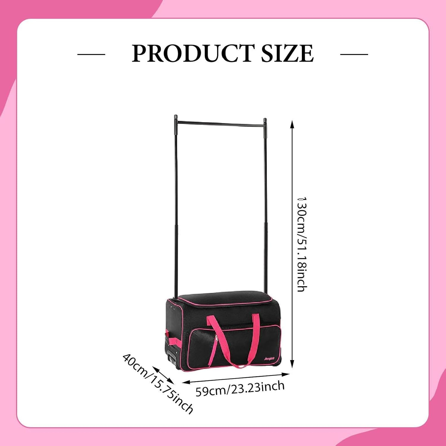 Motivetech Dance Bag with Clothes Stand, Sturdy Suitcase Dance Garment Bag for Sports Travel, Black Red, as Described