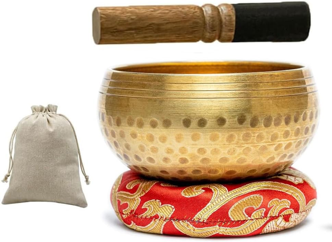 Armastuse Tibetan Singing Bowl Set, Chakras Healing Bowl with Mallet and Silk Cushion, Meditation Sound Bowl Handcrafted in Nepal, for Yoga, Mindfulness, Healing, Meditation (3.15 Inches Diameter) image number 1
