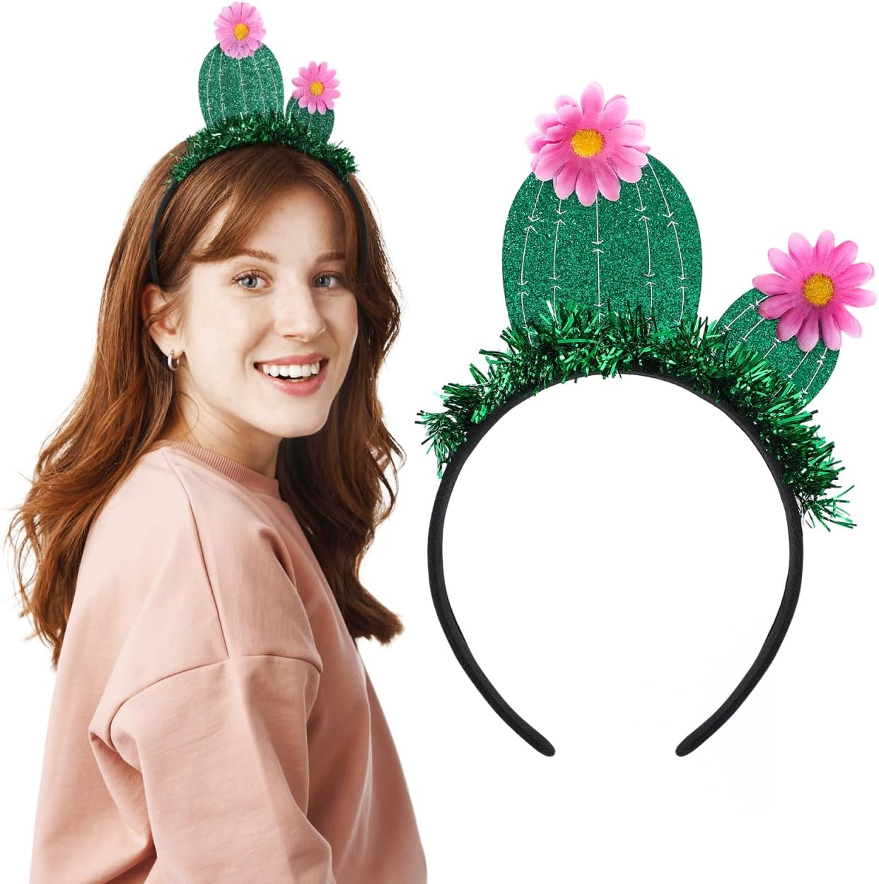 FOMIYES Pack of 2 Headbands, Cactus Bands, Festival Outfit, Headbands for Women, Hair Clips, Hair Charm, Qridor Headwear, Festival Hair Band, Greetings, Green image number 1