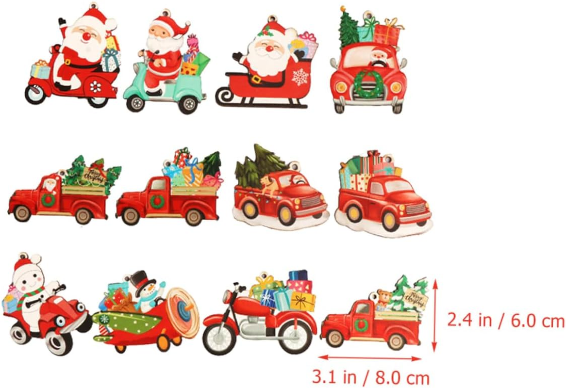 COHEALI 12Pcs Wooden Christmas Pendant Xmas Tree Decorations Hanging Ornaments image number 5