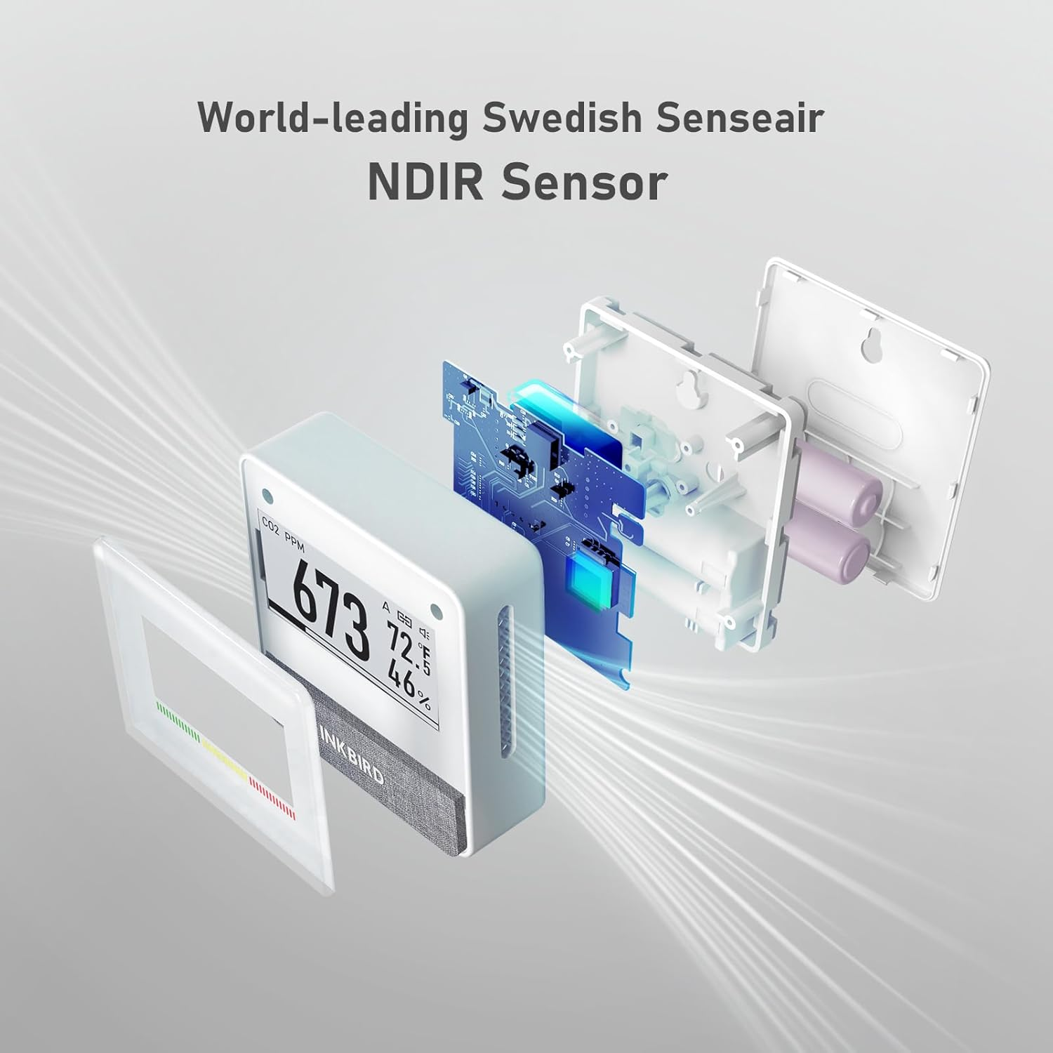 INKBIRD Portable CO2 Detector with Bluetooth, Smart Indoor Air Quality Monitor, Can Detects CO2, Temperature, Humidity, Etc., Electronic Ink Display & 4 Years Battery Life, for Home, Office, Motorhome image number 5